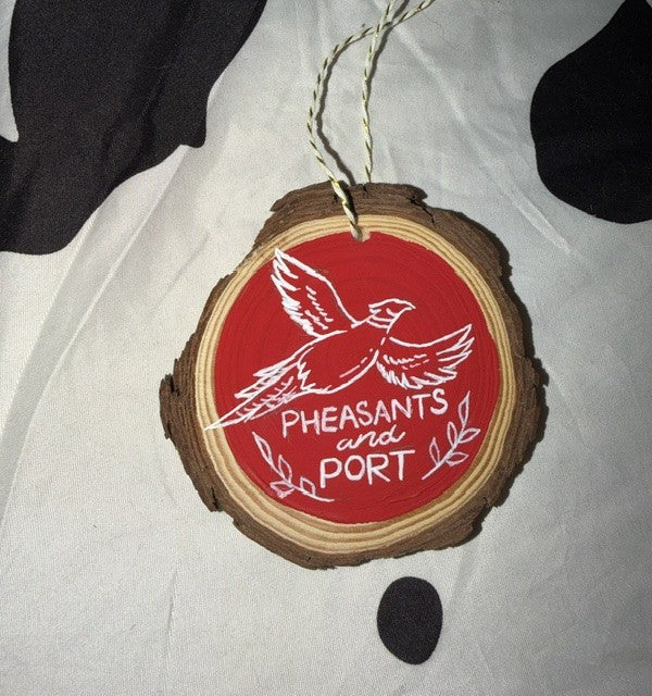 'PHEASANTS AND PORT' Hanging Wooden Decoration