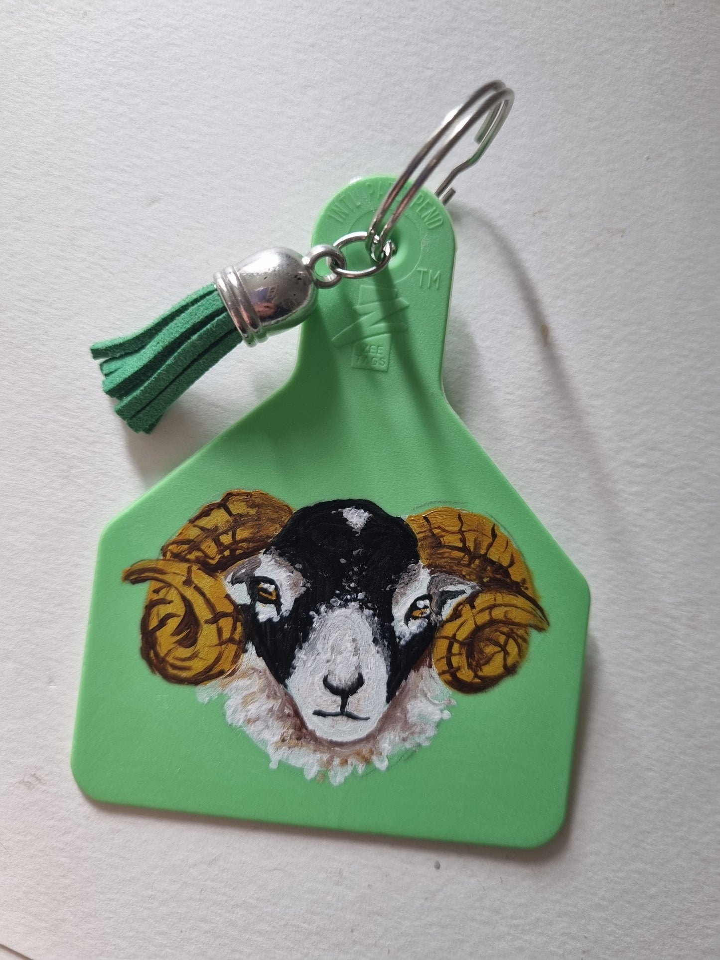 Scottish Black Face Ewe - Cattle Tag Keyring