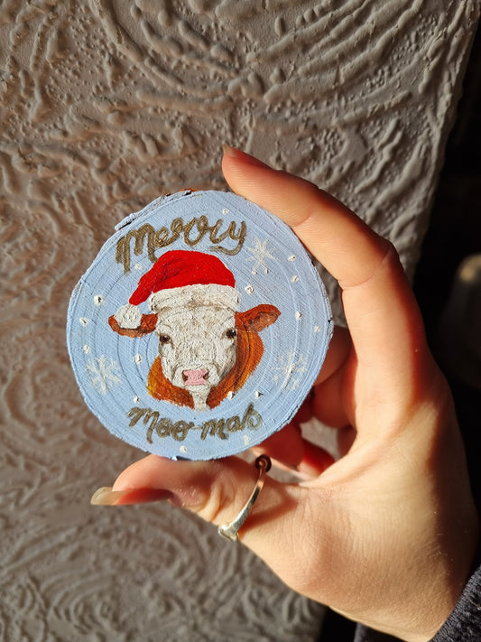 Christmas Tree Ornament - 'Merry Moo-mas'