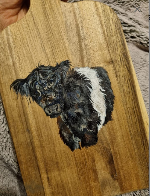 Wooden Cheeseboard- 'Belted Galloway'