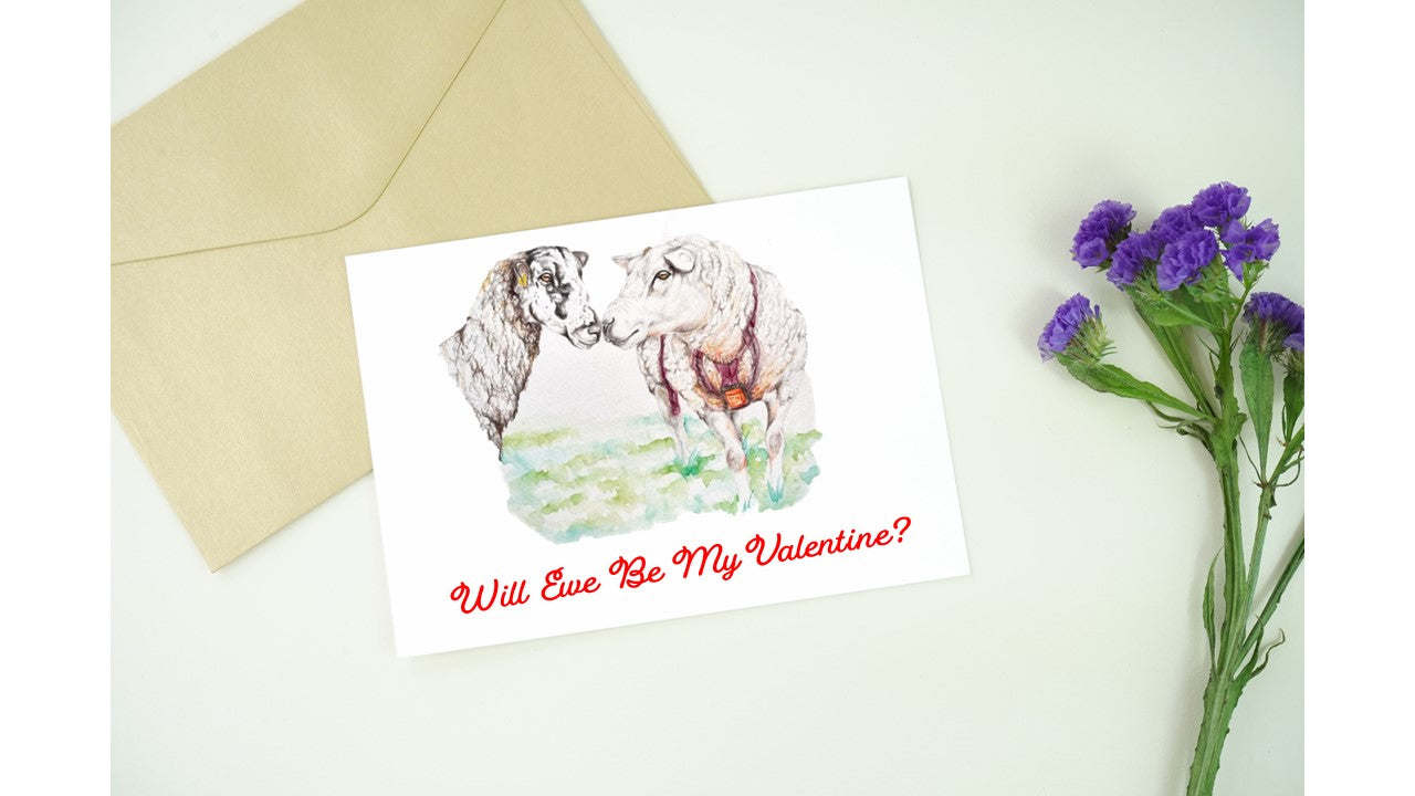 'Will ewe be my valentine?' Greetings Card