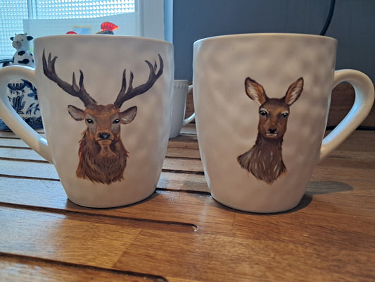 Red Stag & Doe Mug Set