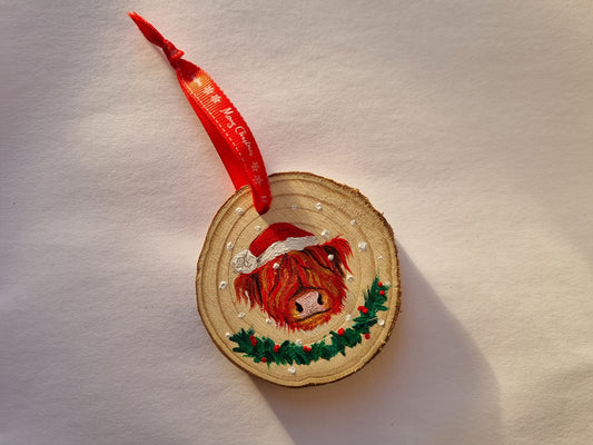 Christmas Tree Ornament - Highland Coo Wreath